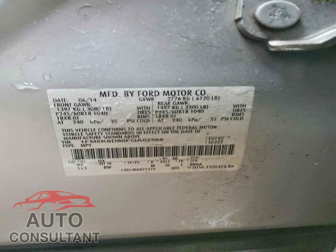 FORD EXPLORER 2015 - 1FM5K8D80FGA02566