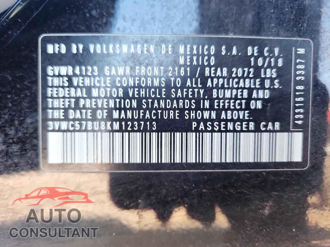 VOLKSWAGEN JETTA 2019 - 3VWC57BU8KM123713