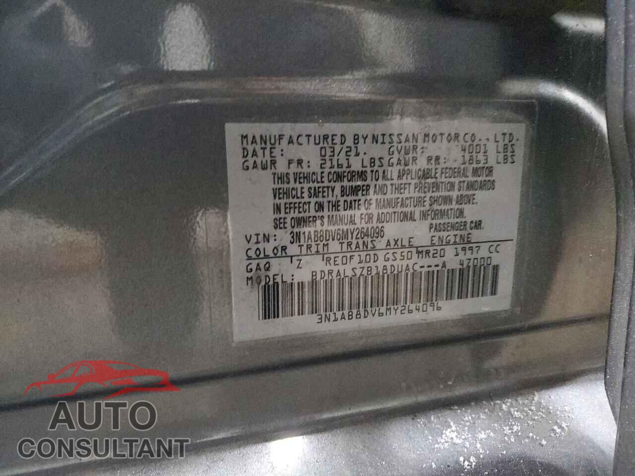 NISSAN SENTRA 2021 - 3N1AB8DV6MY264096