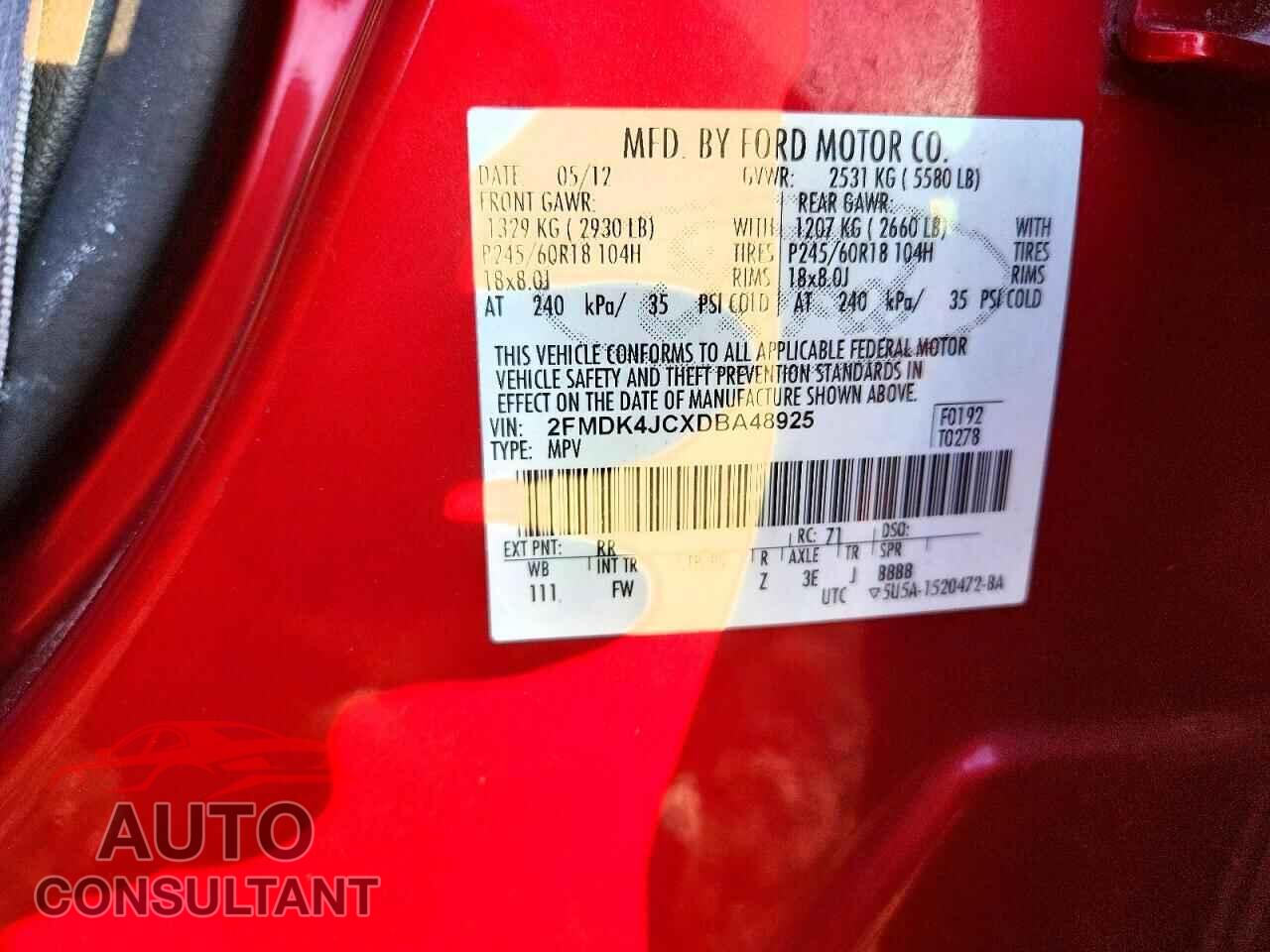 FORD EDGE 2013 - 2FMDK4JCXDBA48925