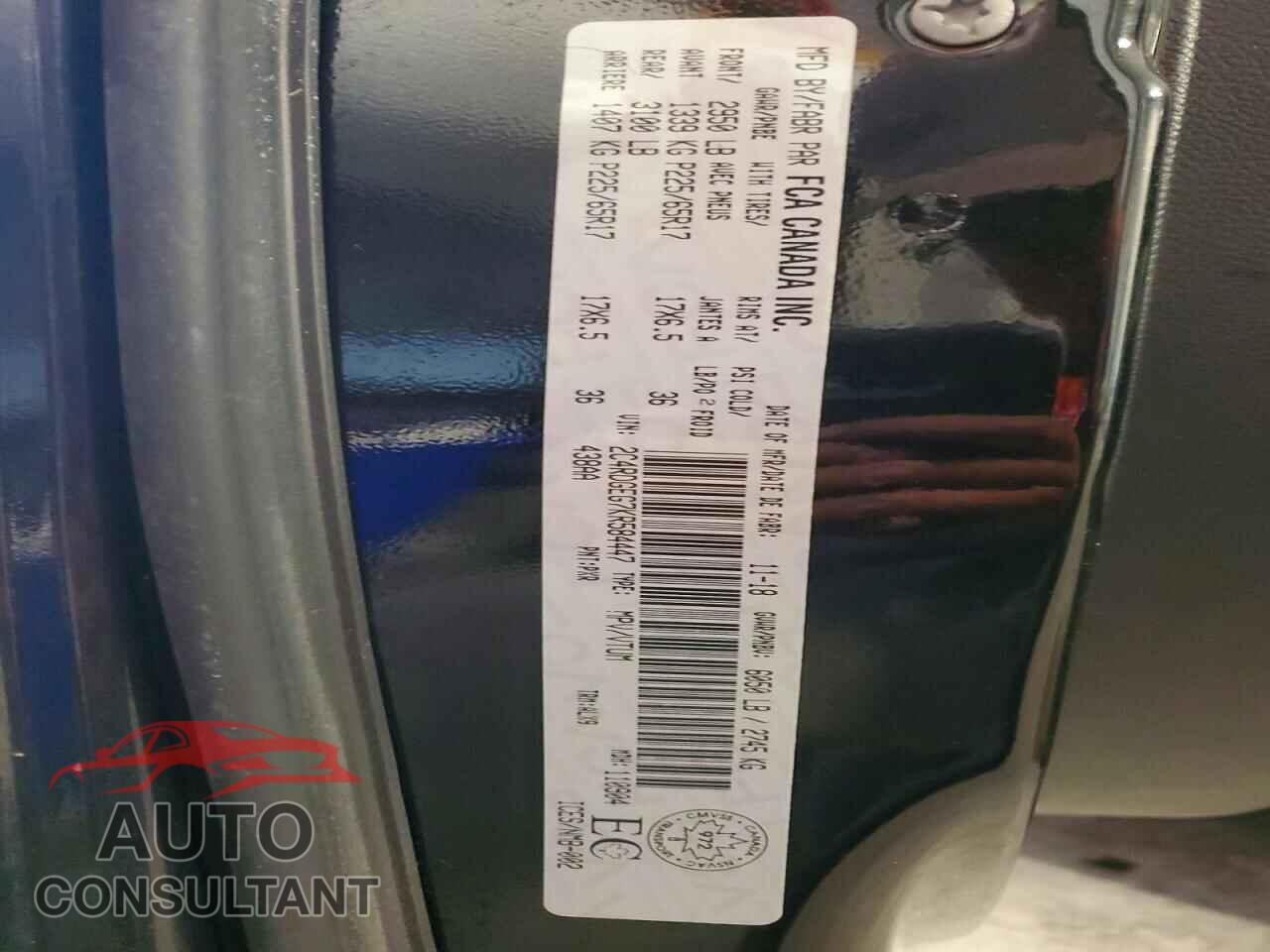 DODGE CARAVAN 2019 - 2C4RDGEG7KR584447