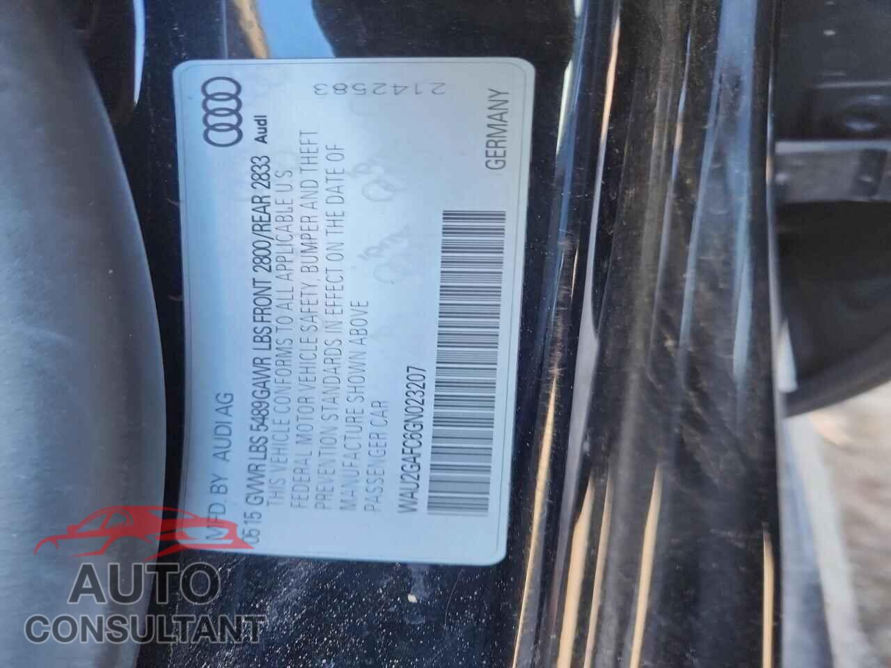 AUDI A7 2016 - WAU2GAFC6GN023207