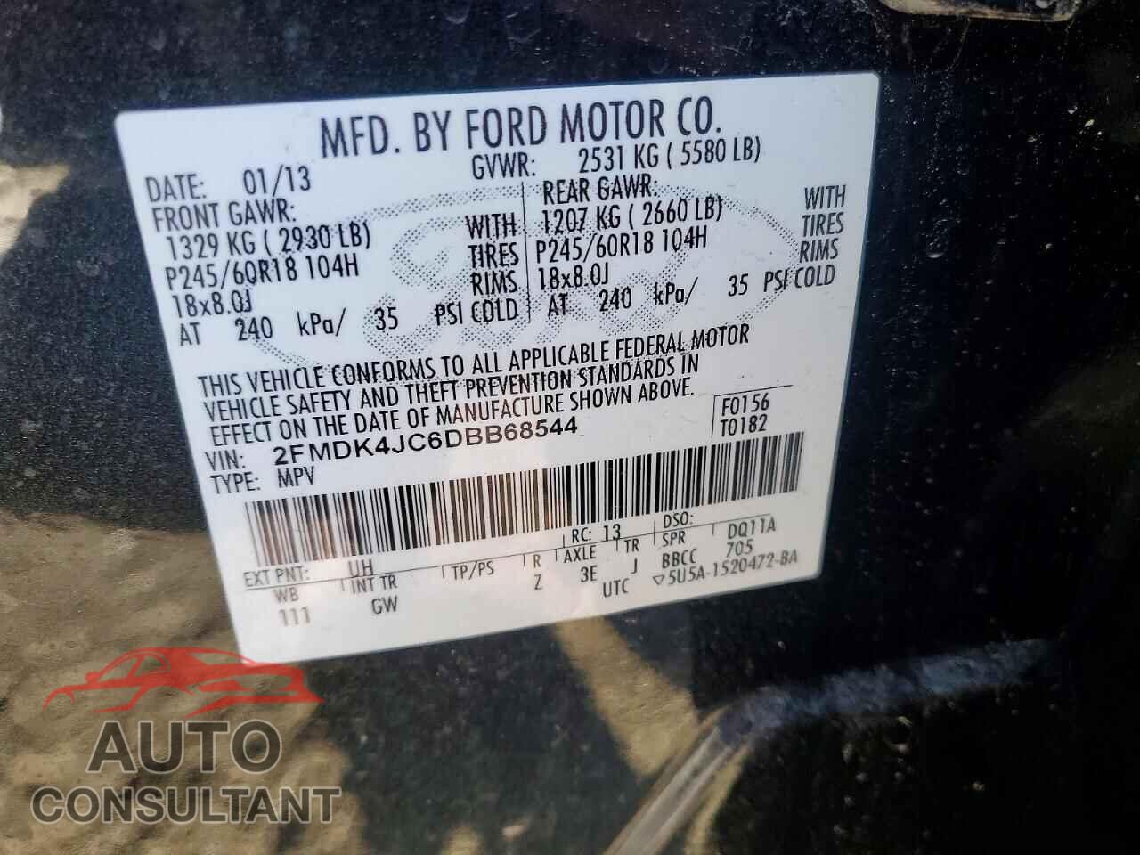FORD EDGE 2013 - 2FMDK4JC6DBB68544