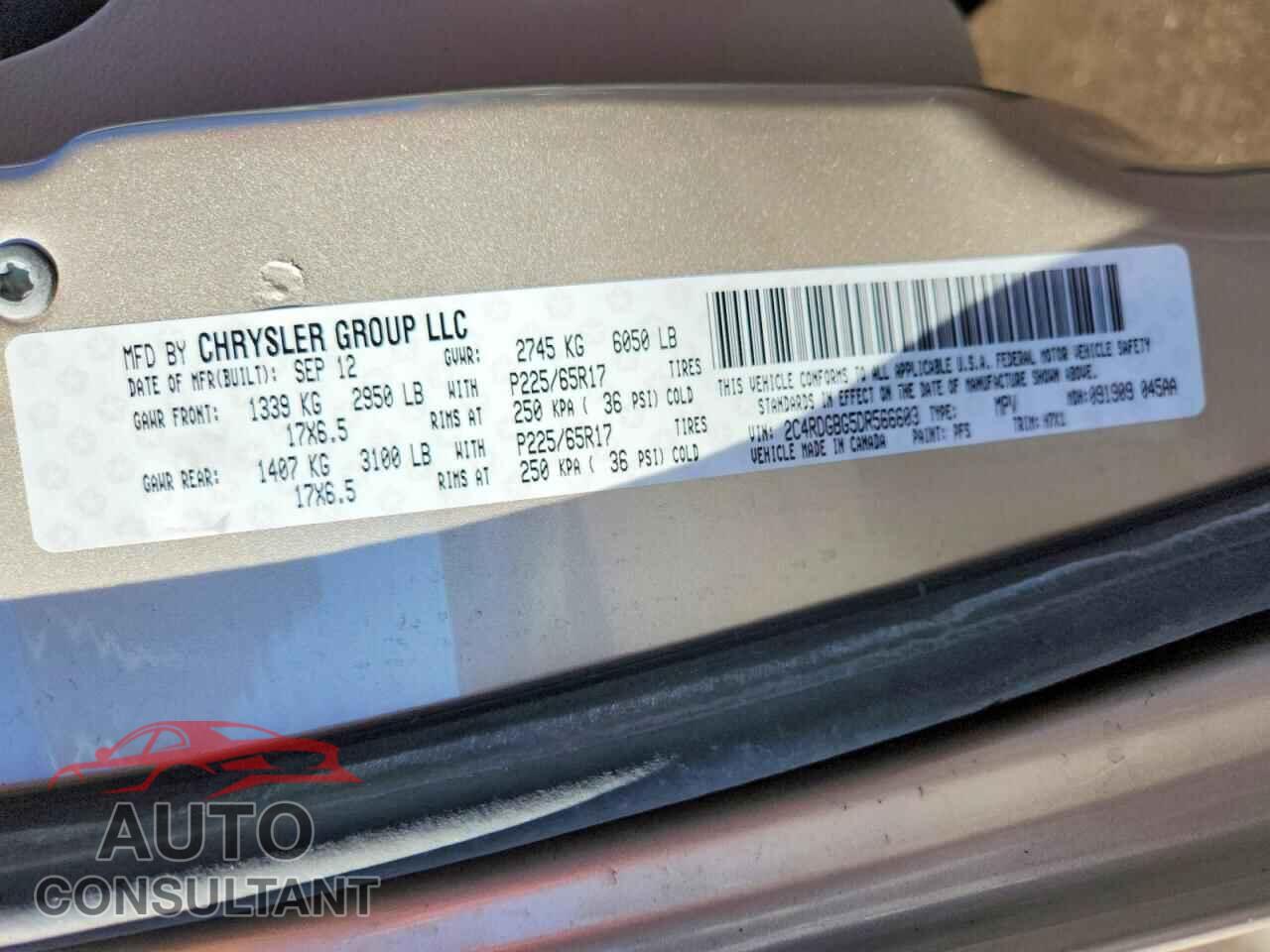 DODGE CARAVAN 2013 - 2C4RDGBG5DR566603