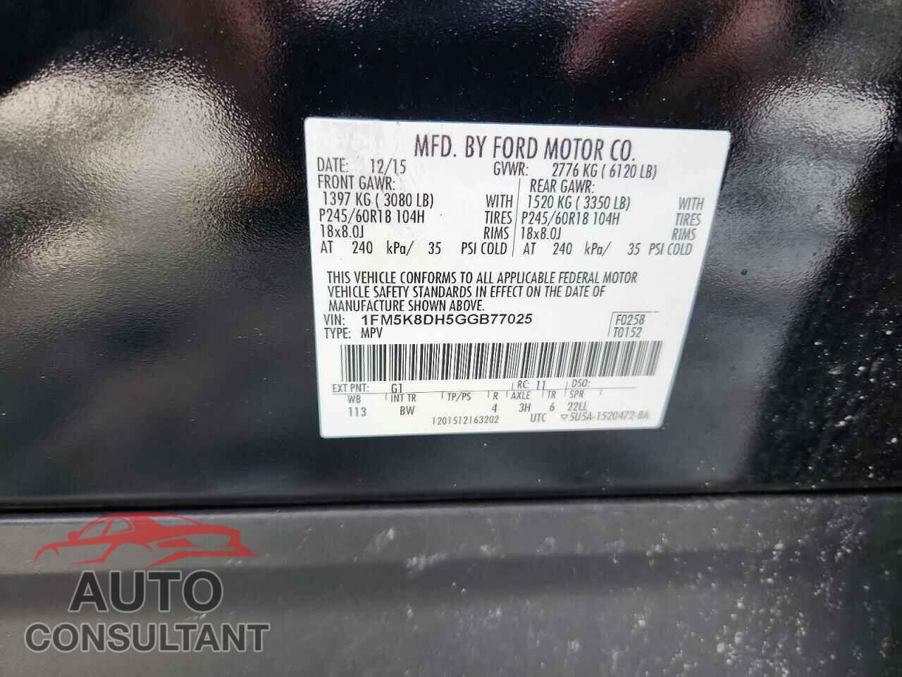 FORD EXPLORER 2016 - 1FM5K8DH5GGB77025