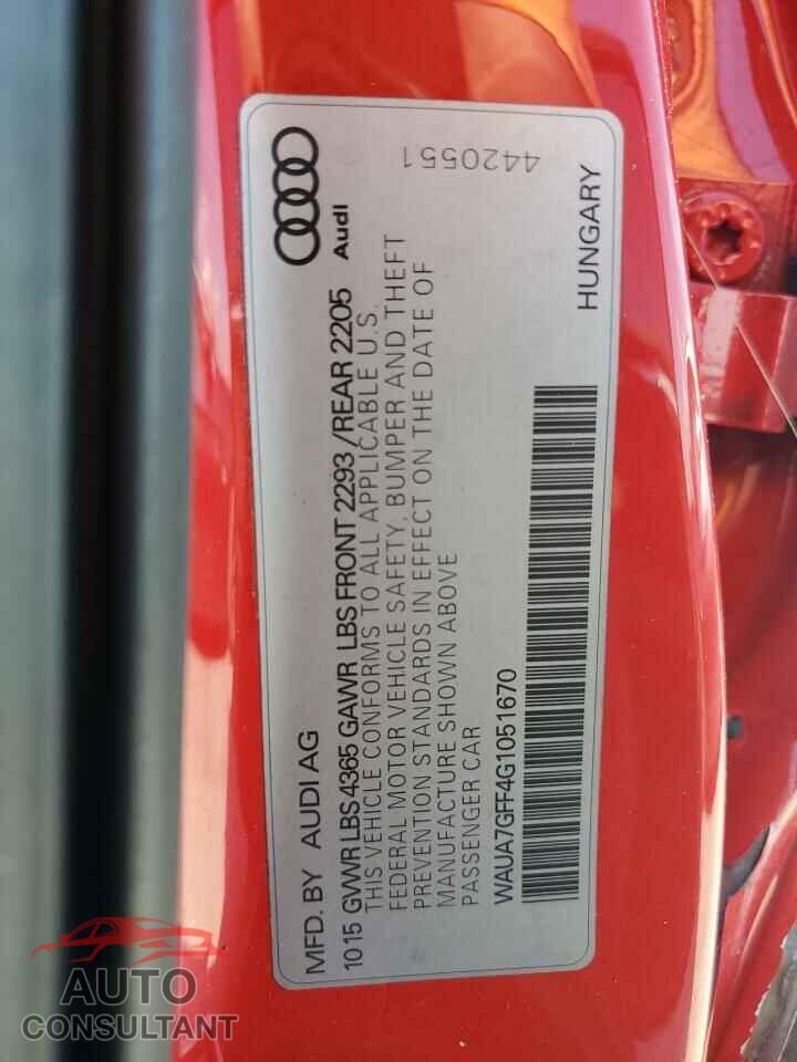 AUDI A3 2016 - WAUA7GFF4G1051670