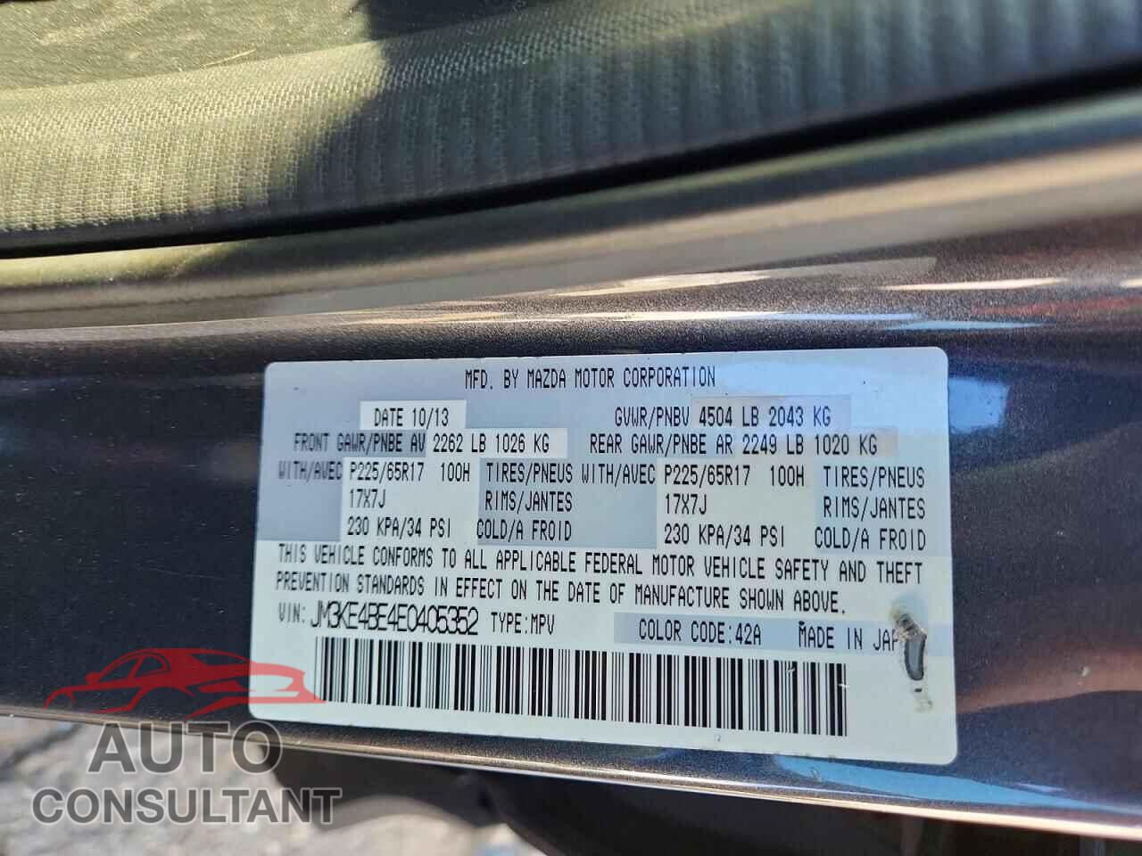 MAZDA CX-5 2014 - JM3KE4BE4E0405352