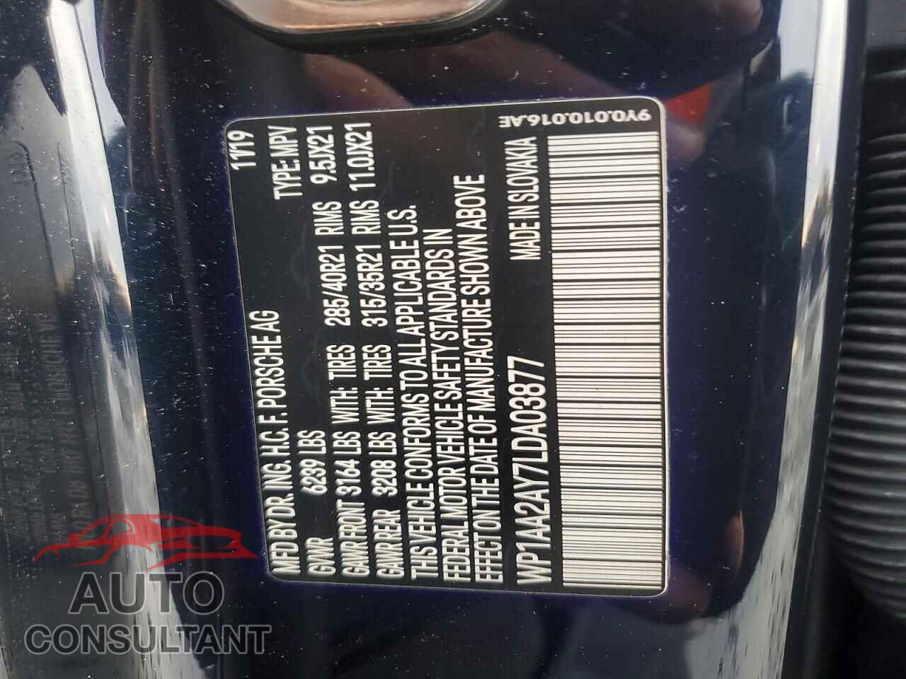 PORSCHE CAYENNE 2020 - WP1AA2AY7LDA03877