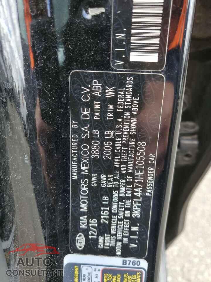 KIA FORTE 2017 - 3KPFL4A71HE105508