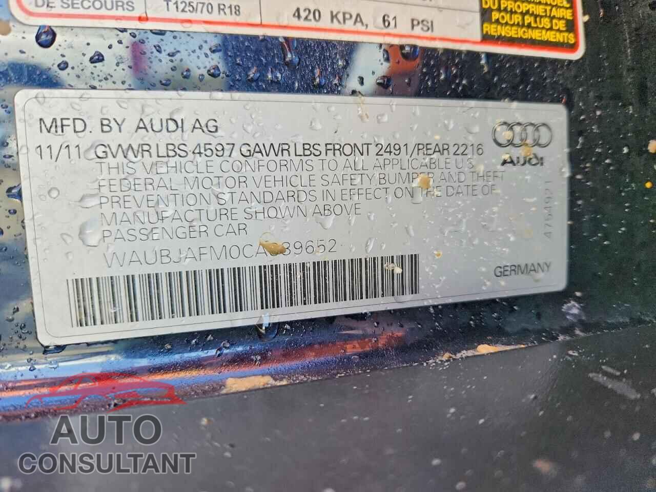 AUDI A3 2012 - WAUBJAFM0CA089652