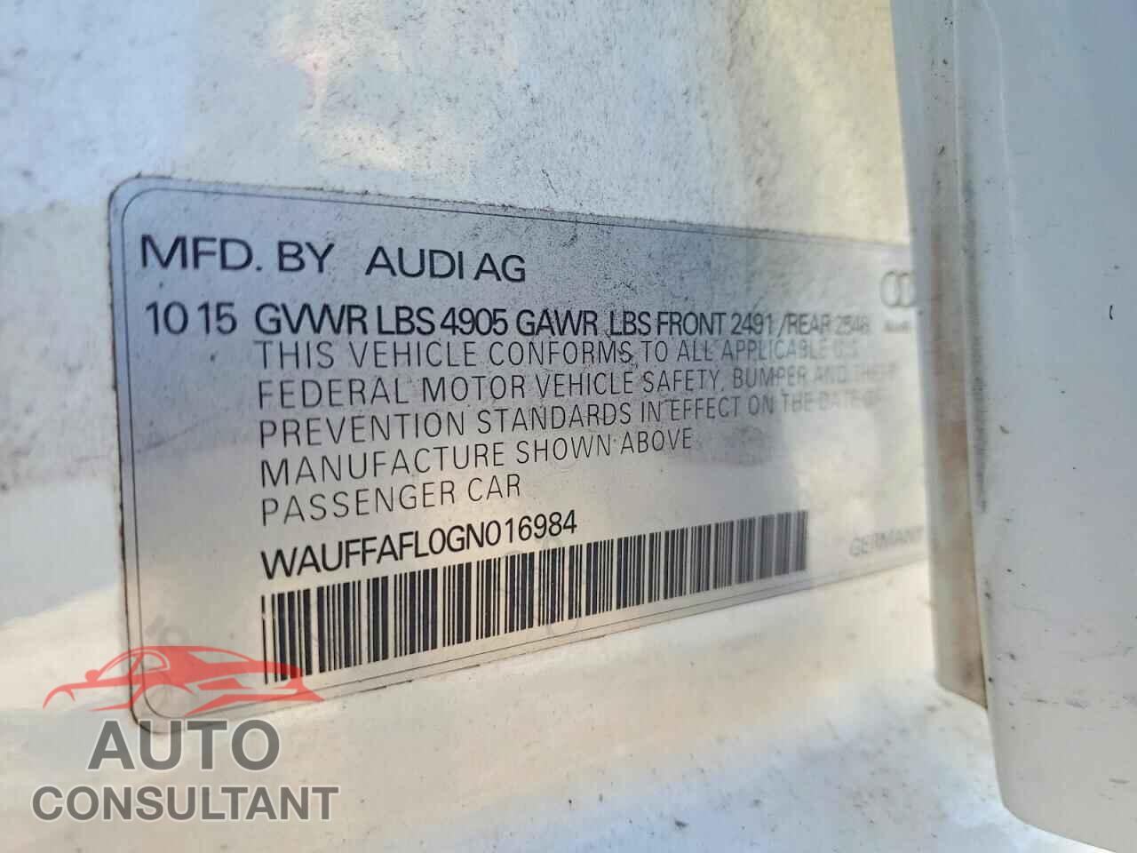 AUDI A4 2016 - WAUFFAFL0GN016984