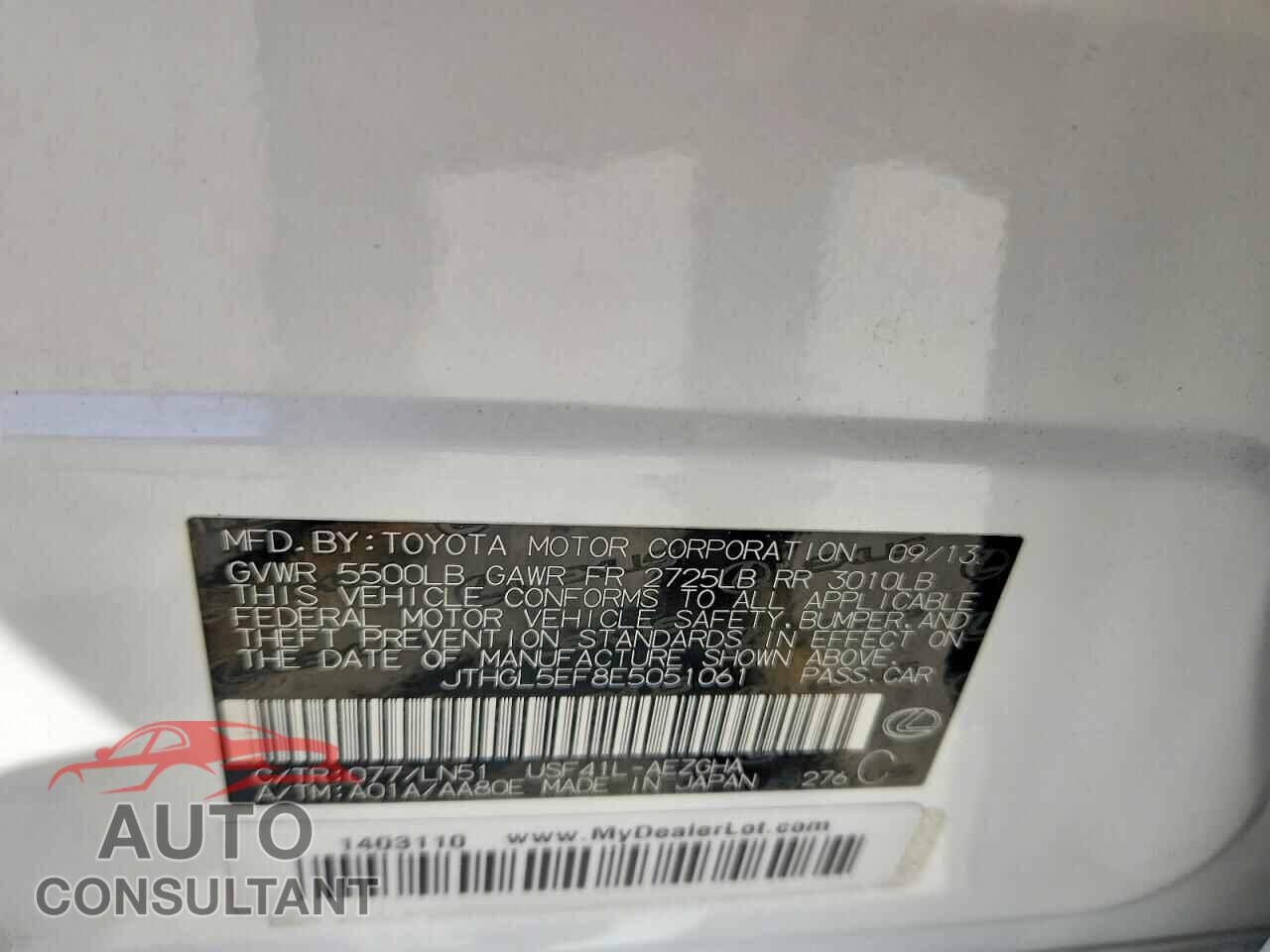 LEXUS LS500 2014 - JTHGL5EF8E5051061
