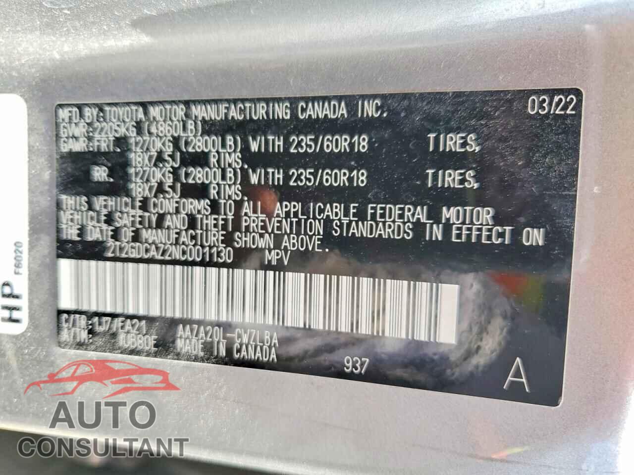 LEXUS UNKNOWN 2022 - 2T2GDCAZ2NC001130
