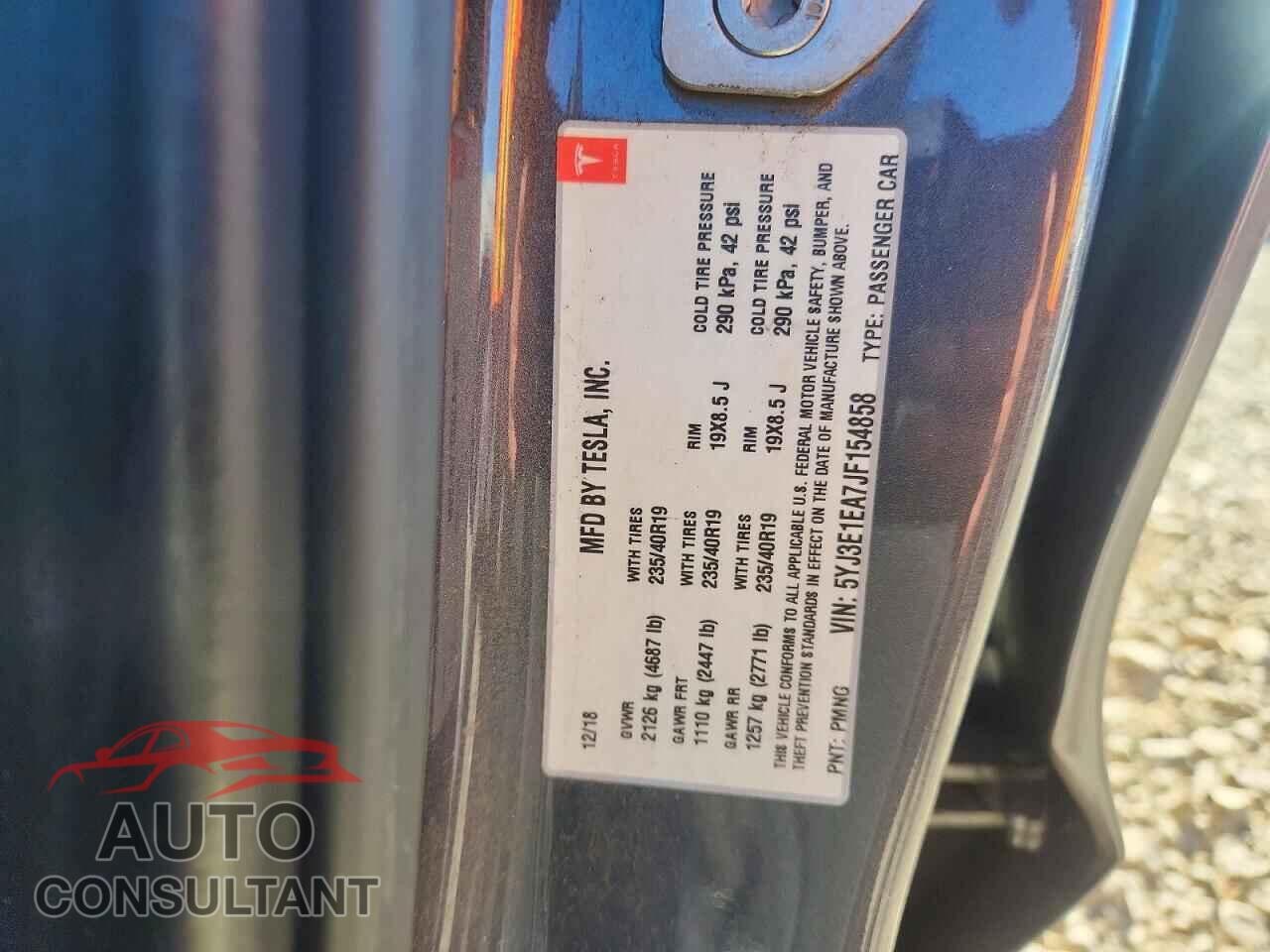 TESLA MODEL 3 2018 - 5YJ3E1EA7JF154858