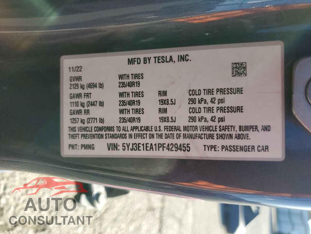 TESLA MODEL 3 2023 - 5YJ3E1EA1PF429455