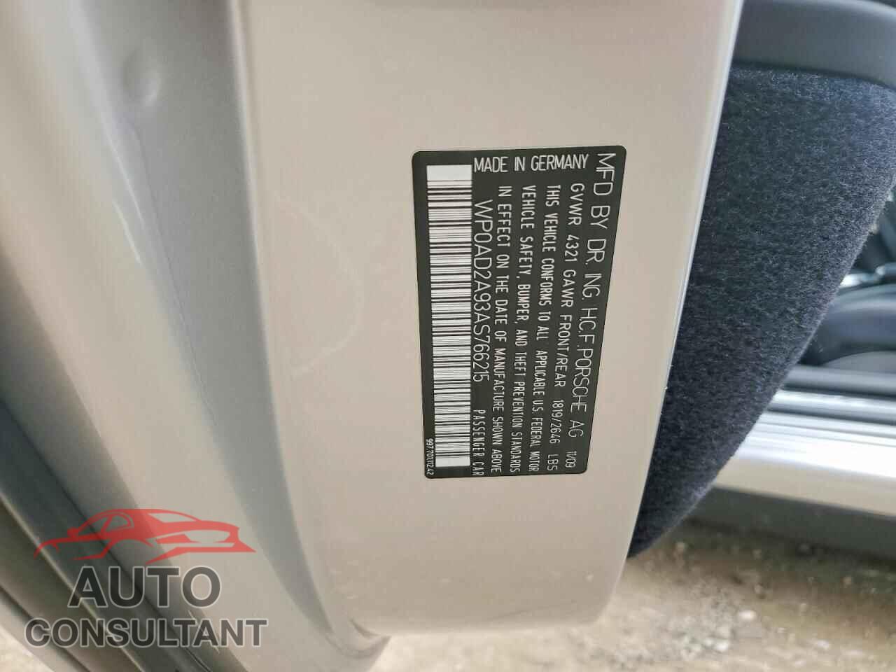 PORSCHE 911 2010 - WP0AD2A93AS766215