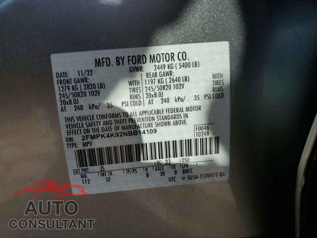 FORD EDGE 2022 - 2FMPK4K92NBB14109