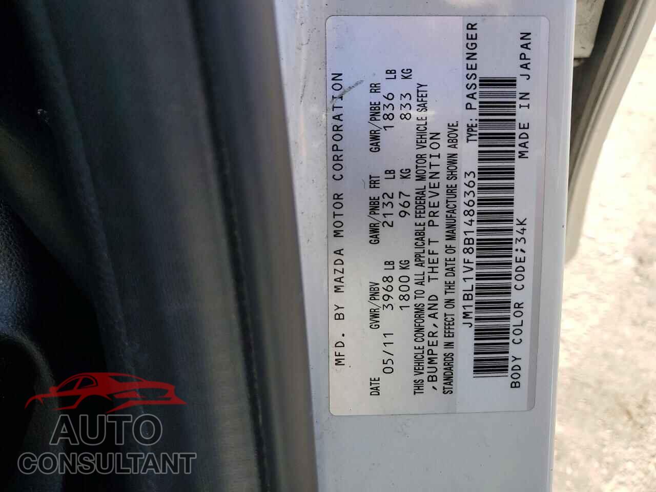 MAZDA 3 2011 - JM1BL1VF8B1486363
