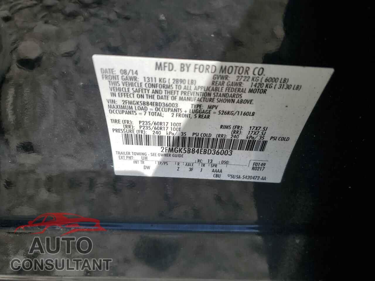 FORD FLEX 2014 - 2FMGK5B84EBD36003