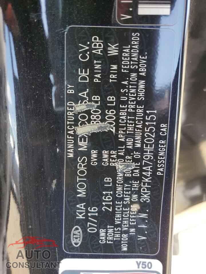 KIA FORTE 2017 - 3KPFK4A79HE025151