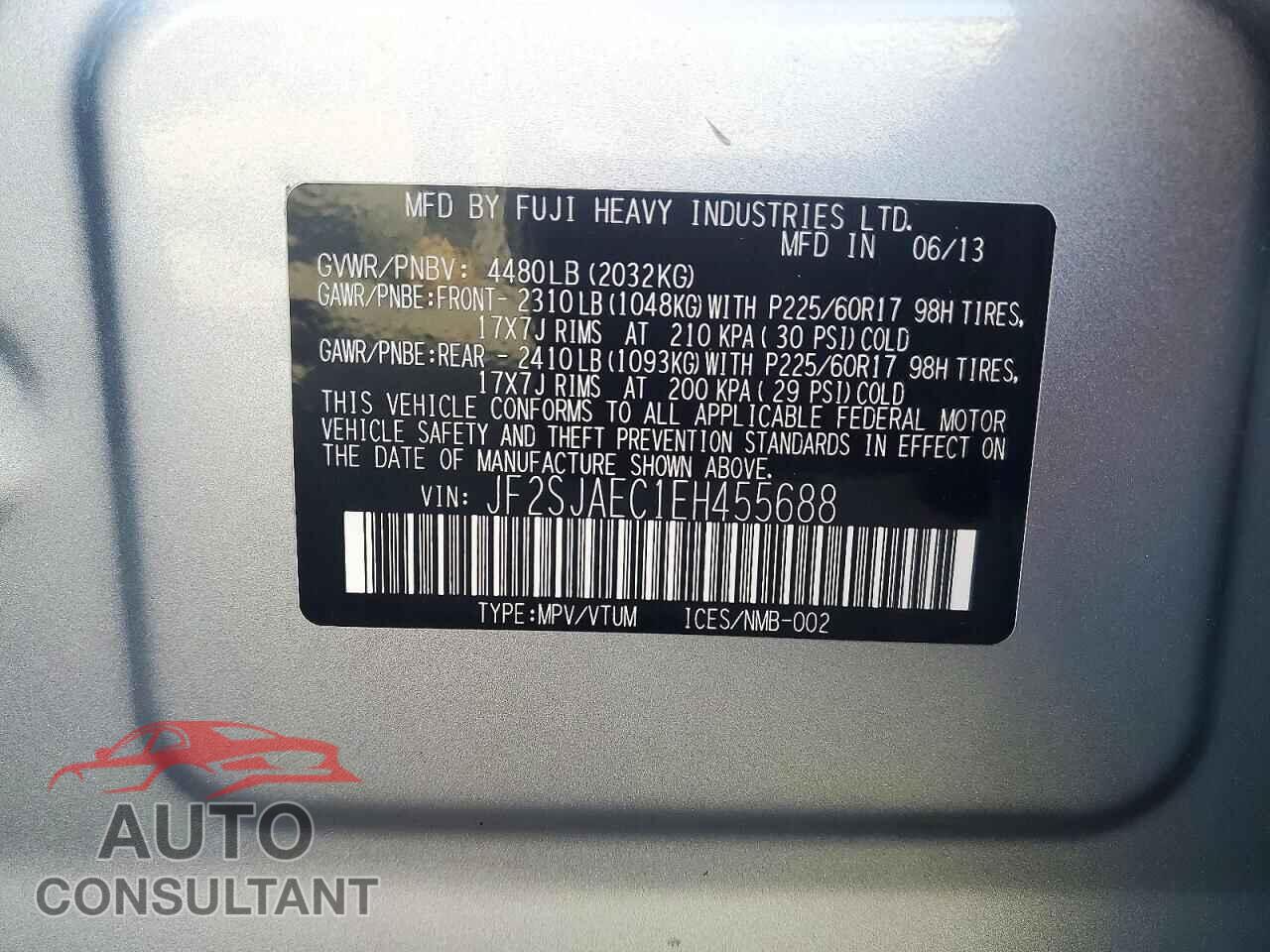 SUBARU FORESTER 2014 - JF2SJAEC1EH455688