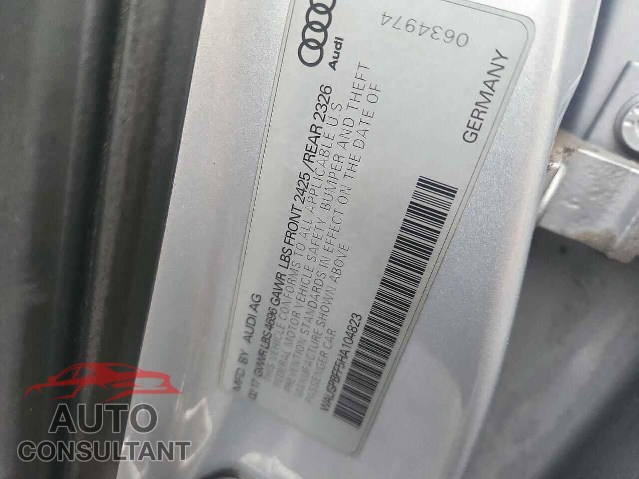 AUDI A3 2017 - WAUSPBFF5HA104823