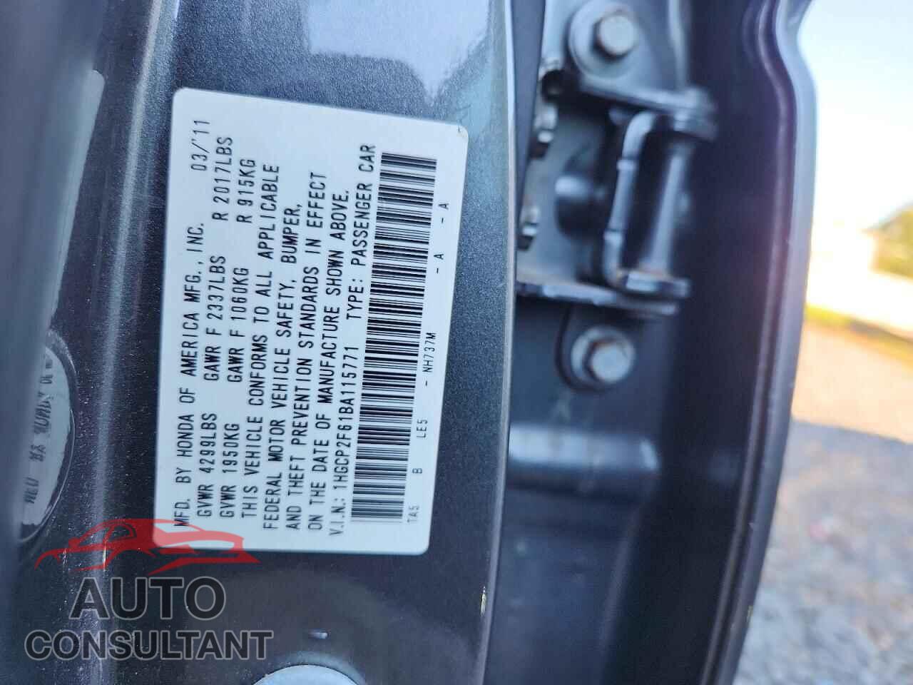 HONDA ACCORD 2011 - 1HGCP2F61BA115771