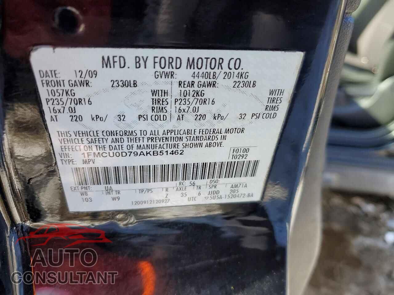 FORD ESCAPE 2010 - 1FMCU0D79AKB51462