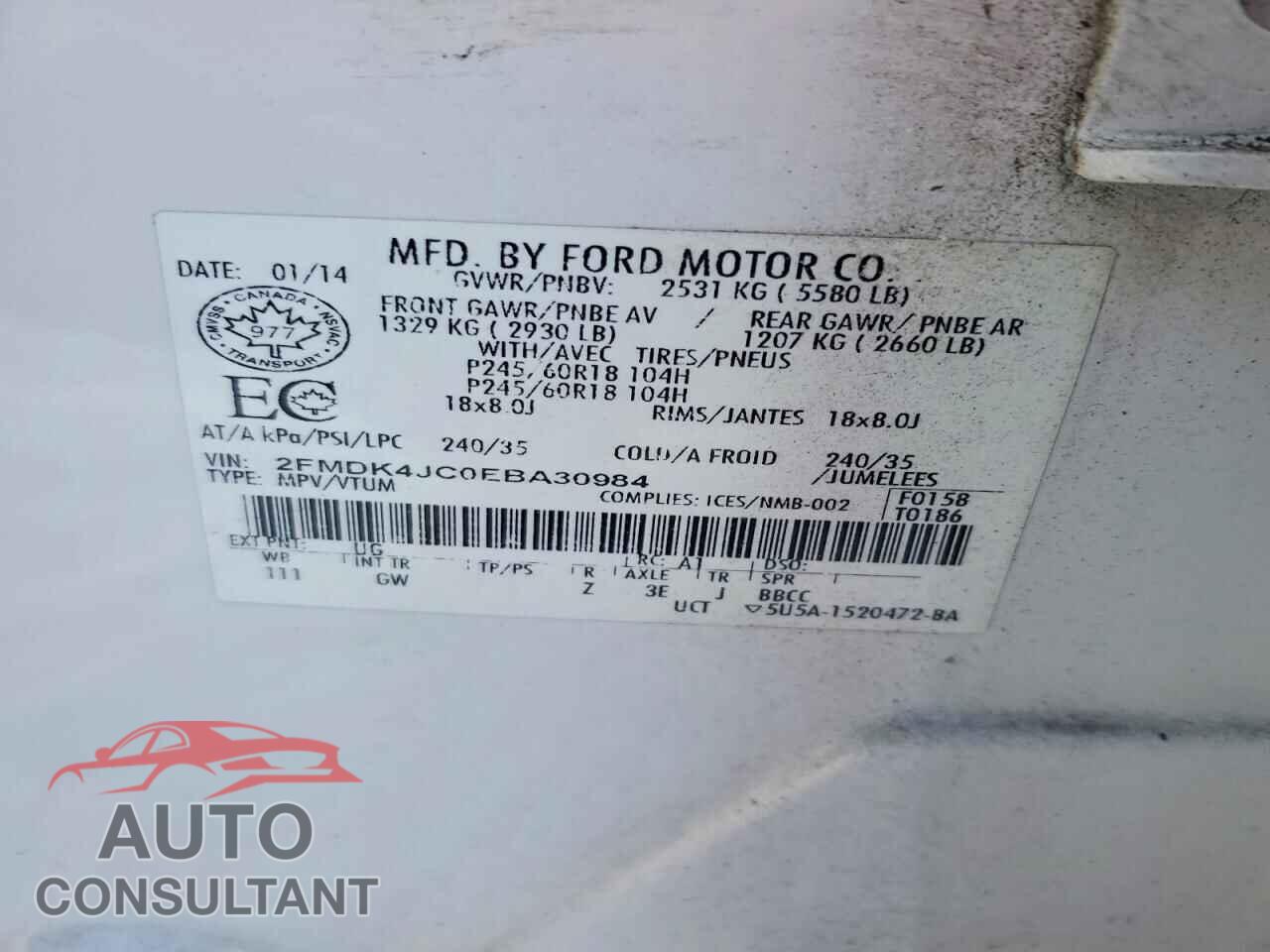 FORD EDGE 2014 - 2FMDK4JC0EBA30984