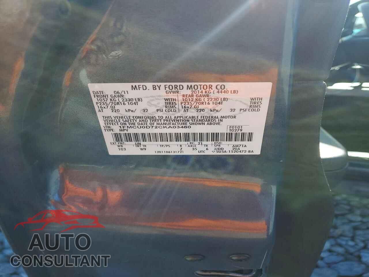 FORD ESCAPE 2012 - 1FMCU0D72CKA03480