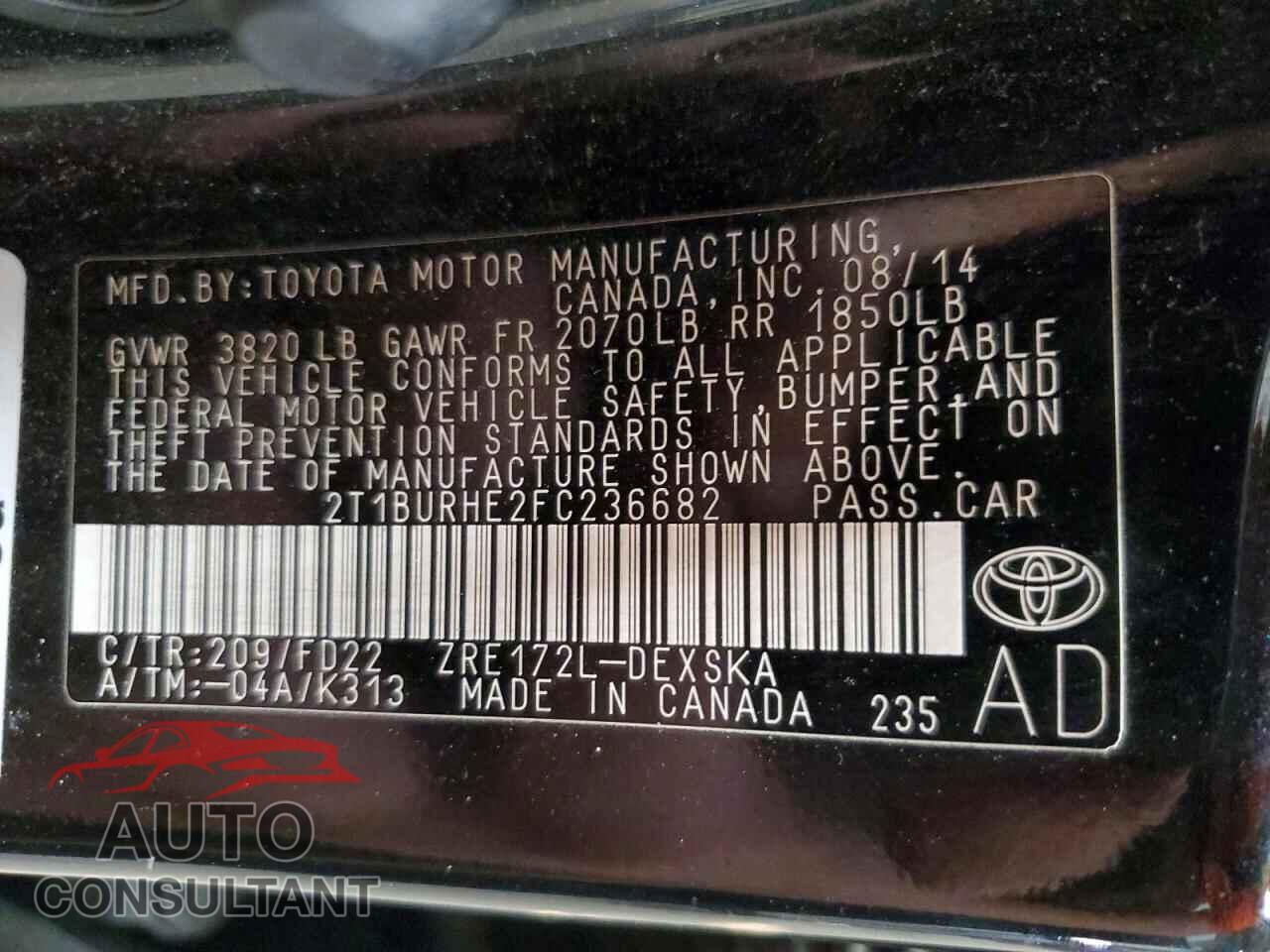 TOYOTA COROLLA 2015 - 2T1BURHE2FC236682