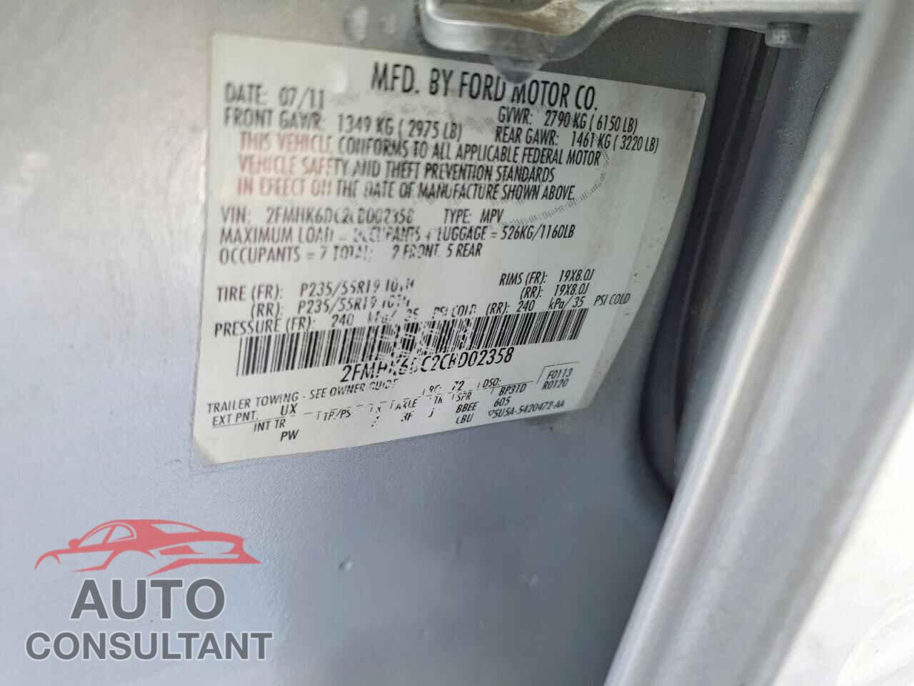 FORD FLEX 2012 - 2FMHK6DC2CBD02358