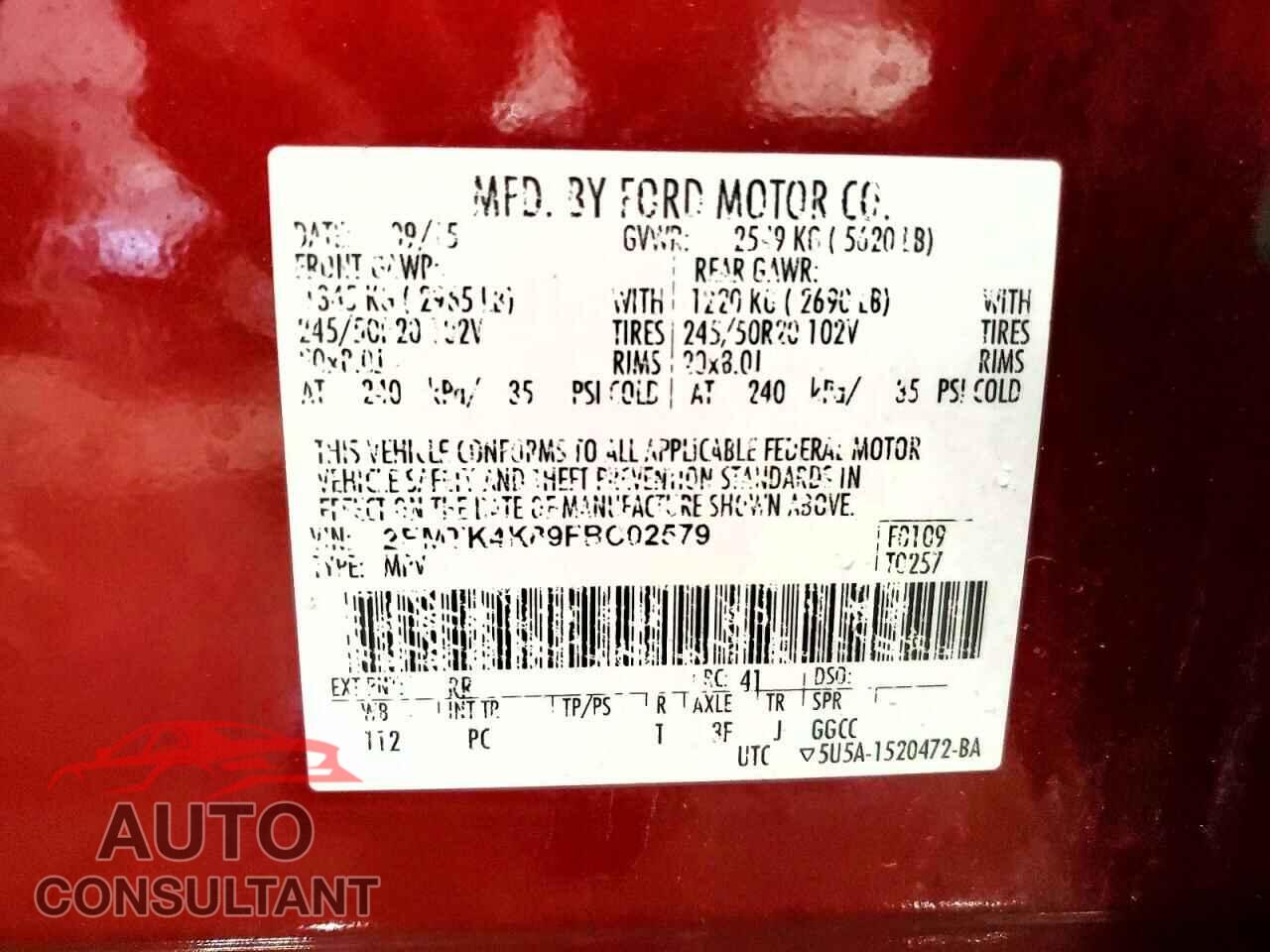 FORD EDGE 2015 - 2FMTK4K89FBC02579