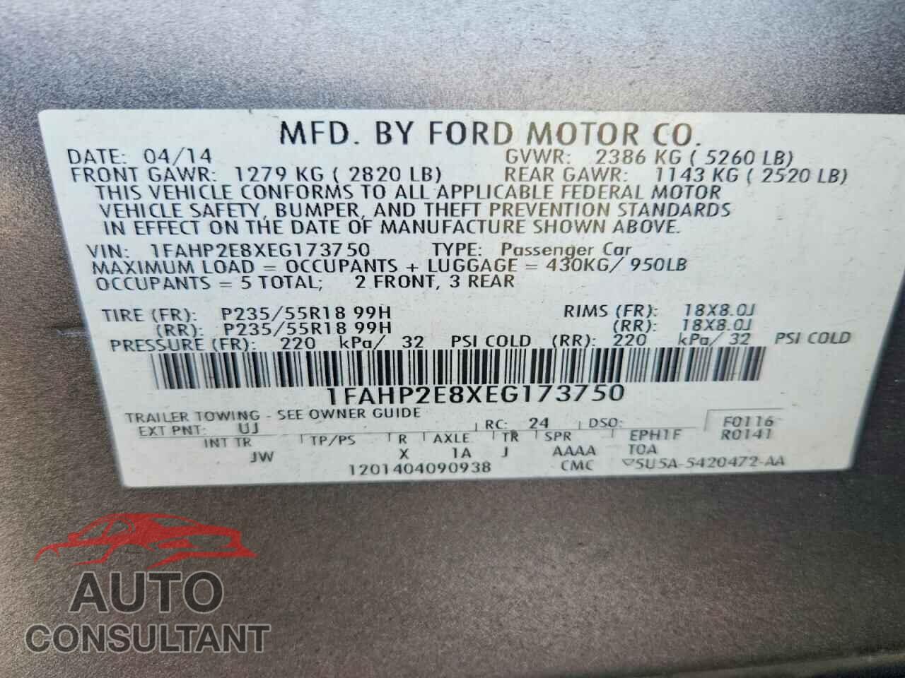 FORD TAURUS 2014 - 1FAHP2E8XEG173750