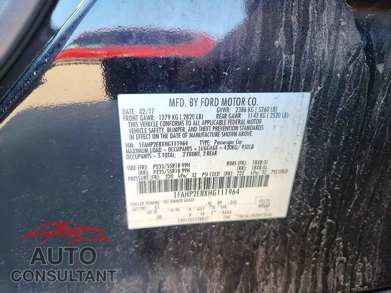 FORD TAURUS 2017 - 1FAHP2E8XHG111964