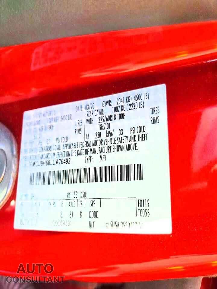 FORD ESCAPE 2020 - 1FMCU9H68LUA76492