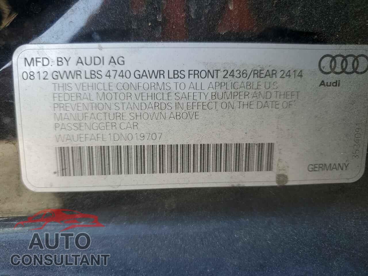 AUDI A4 2013 - WAUEFAFL1DN019707