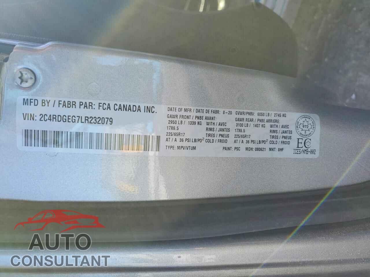 DODGE CARAVAN 2020 - 2C4RDGEG7LR232079