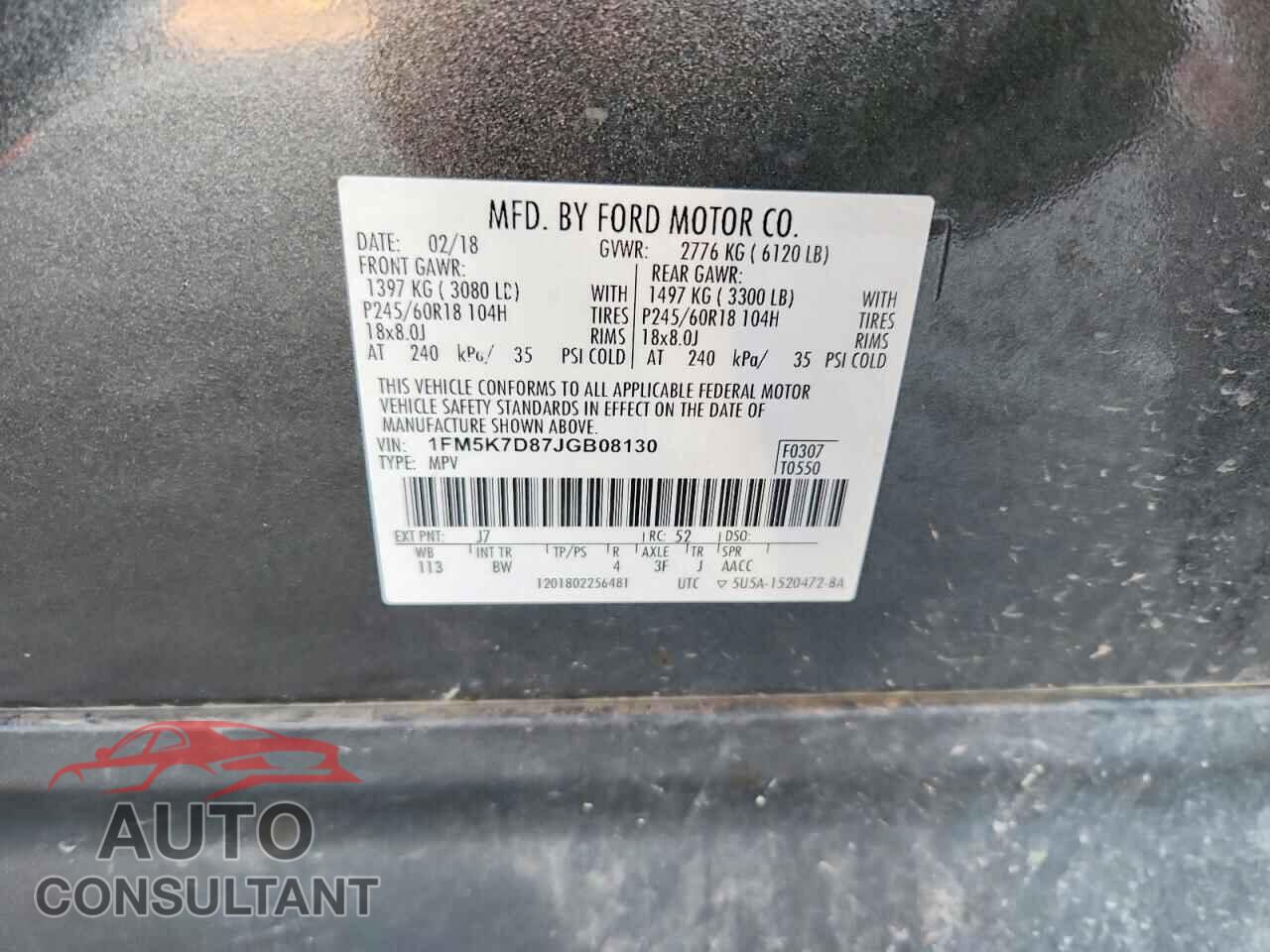 FORD EXPLORER 2018 - 1FM5K7D87JGB08130