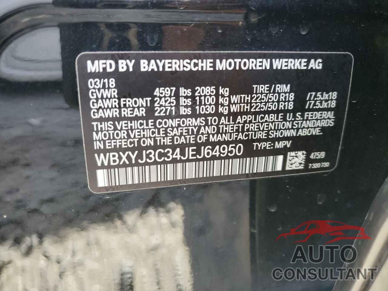 BMW X2 2018 - WBXYJ3C34JEJ64950