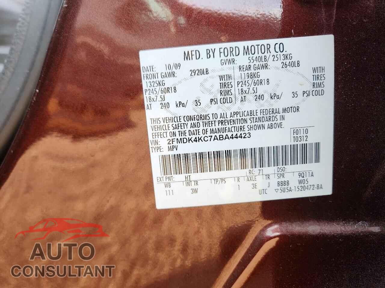 FORD EDGE 2010 - 2FMDK4KC7ABA44423