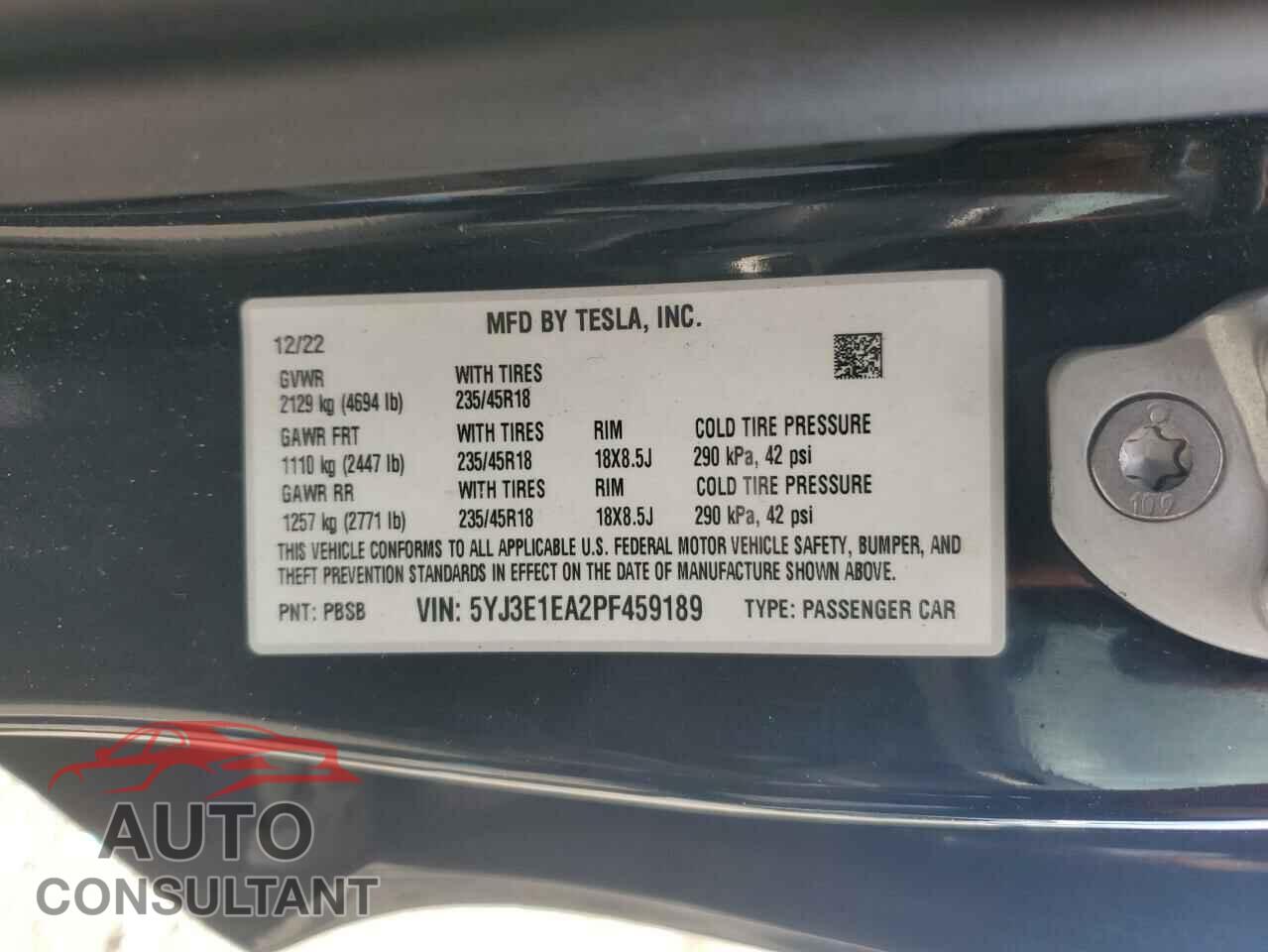 TESLA MODEL 3 2023 - 5YJ3E1EA2PF459189