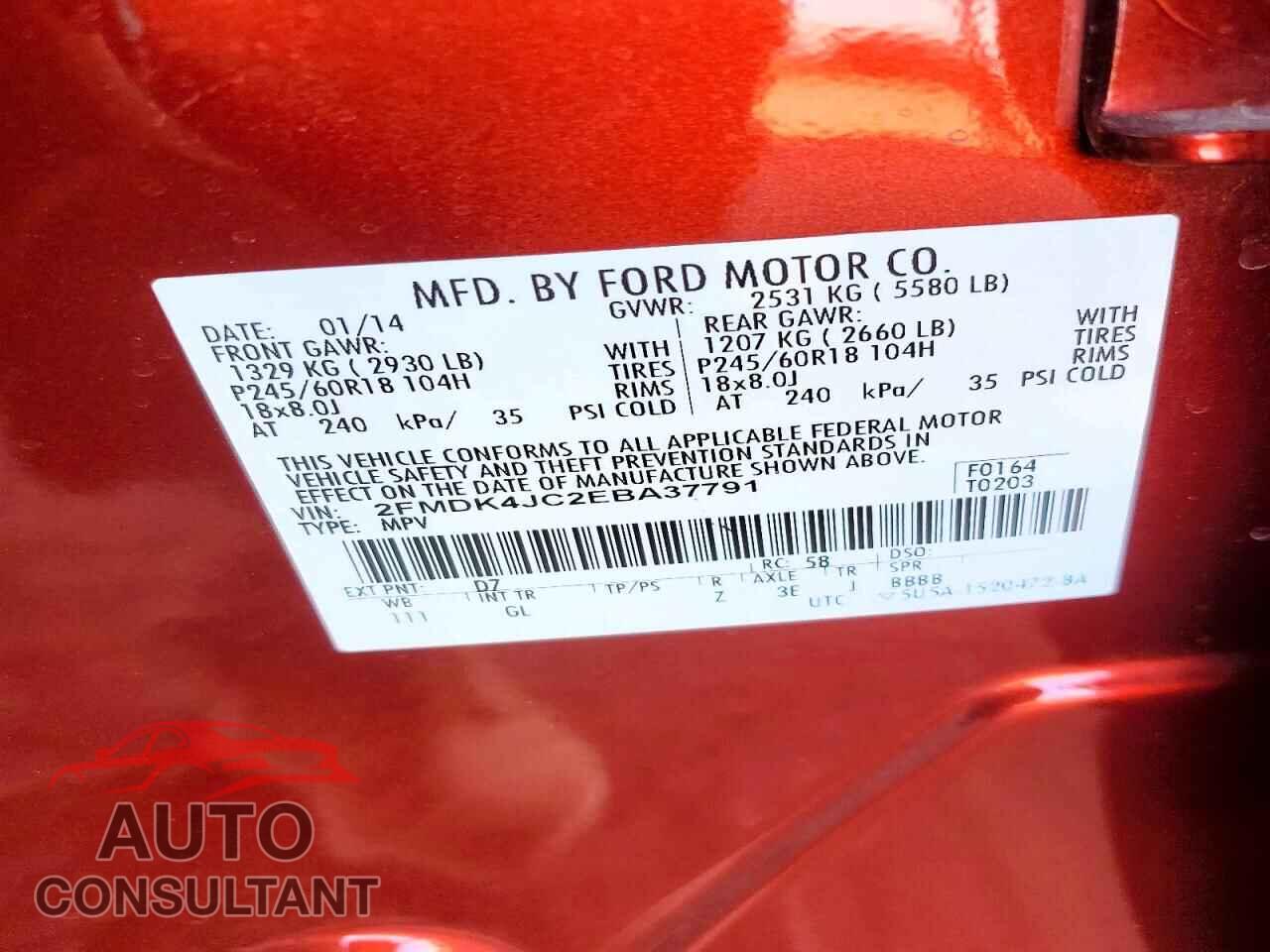 FORD EDGE 2014 - 2FMDK4JC2EBA37791