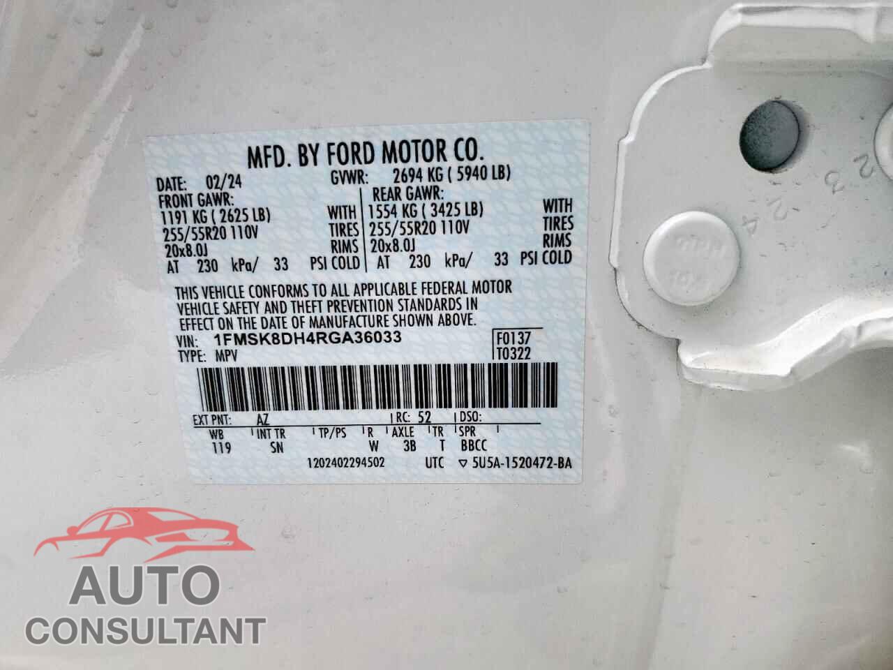 FORD EXPLORER 2024 - 1FMSK8DH4RGA36033