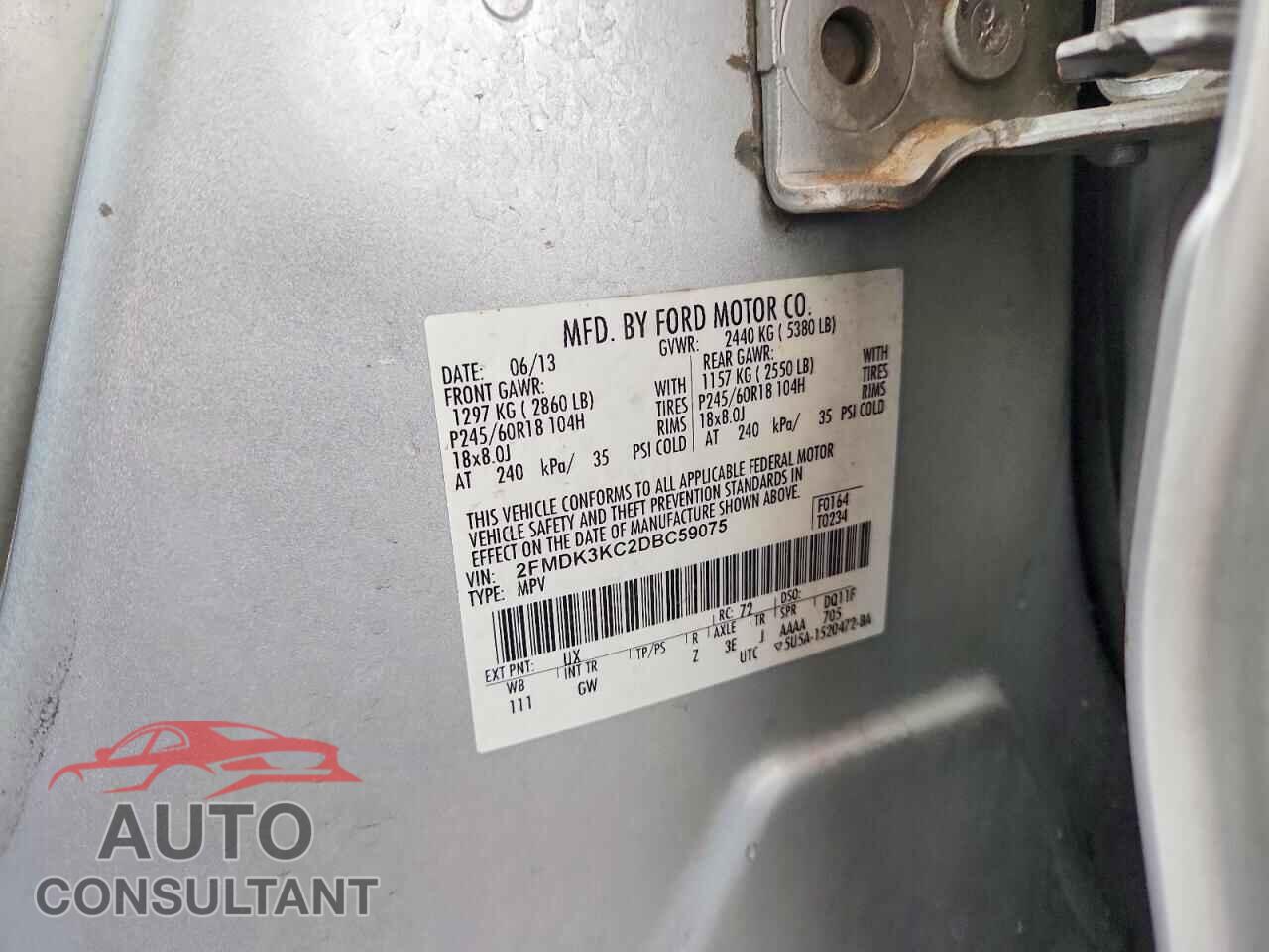 FORD EDGE 2013 - 2FMDK3KC2DBC59075