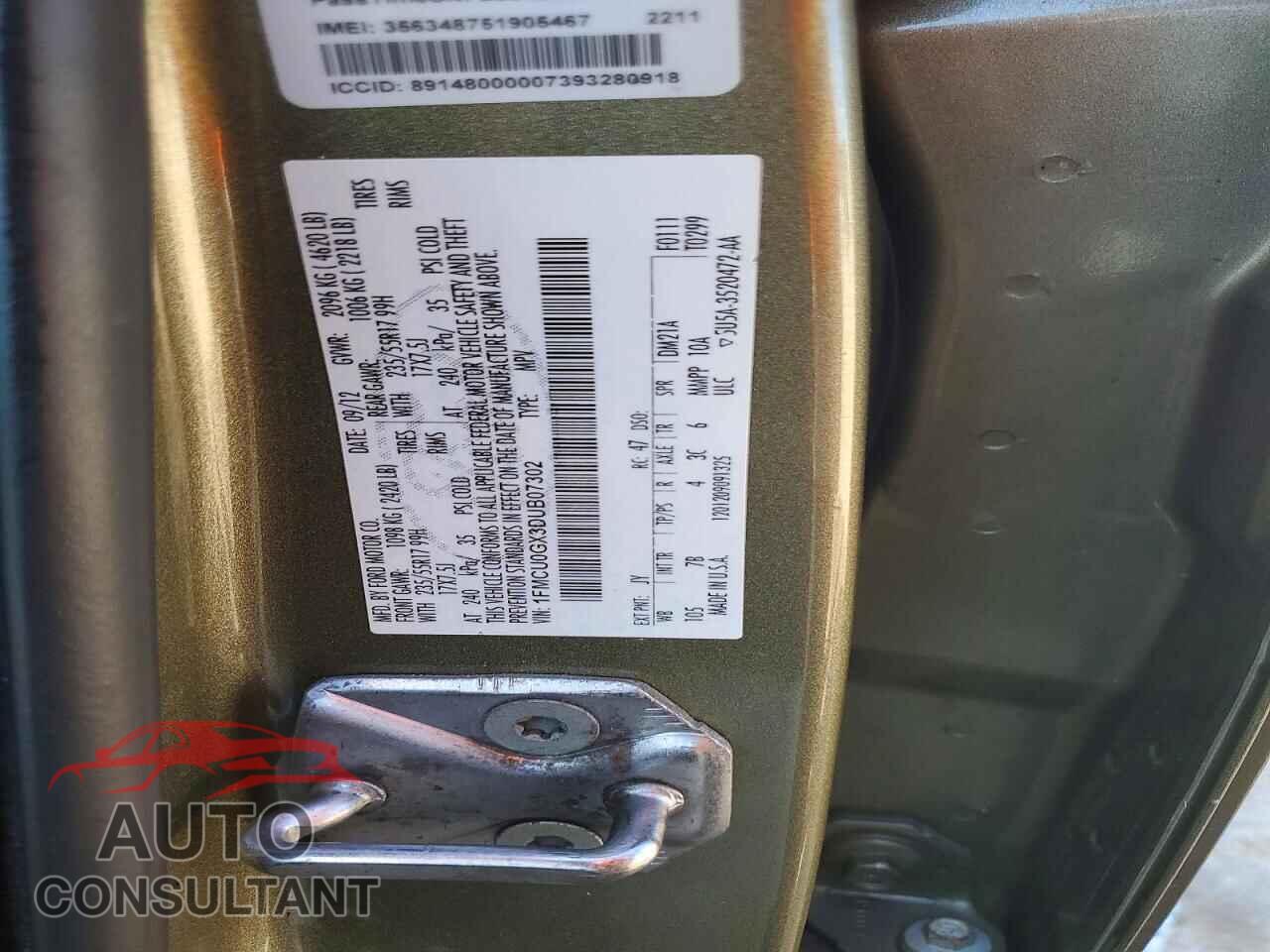 FORD ESCAPE 2013 - 1FMCU0GX3DUB07302
