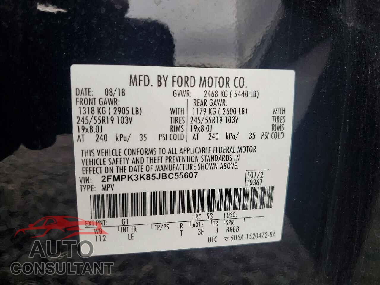 FORD EDGE 2018 - 2FMPK3K85JBC55607