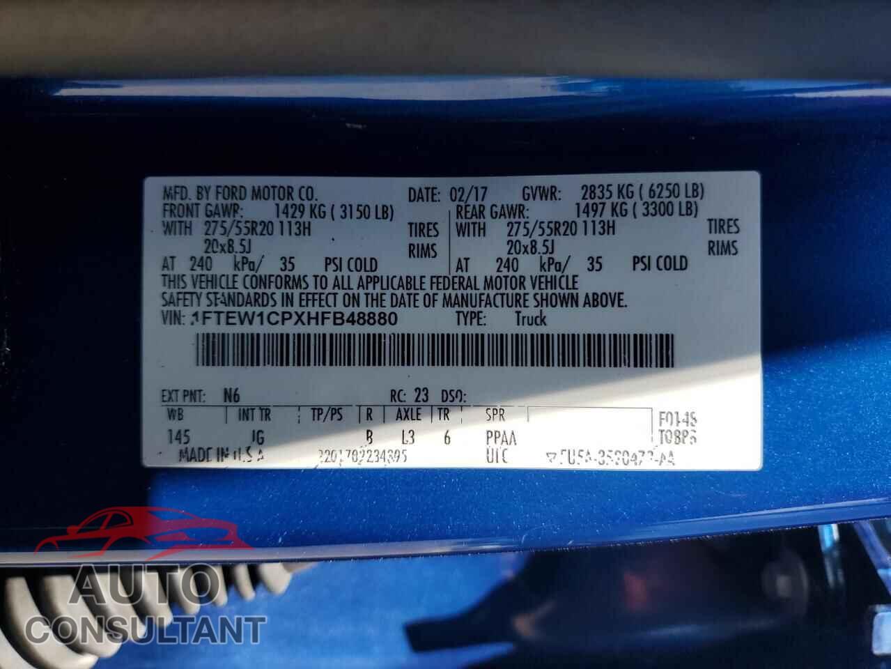 FORD F-150 2017 - 1FTEW1CPXHFB48880