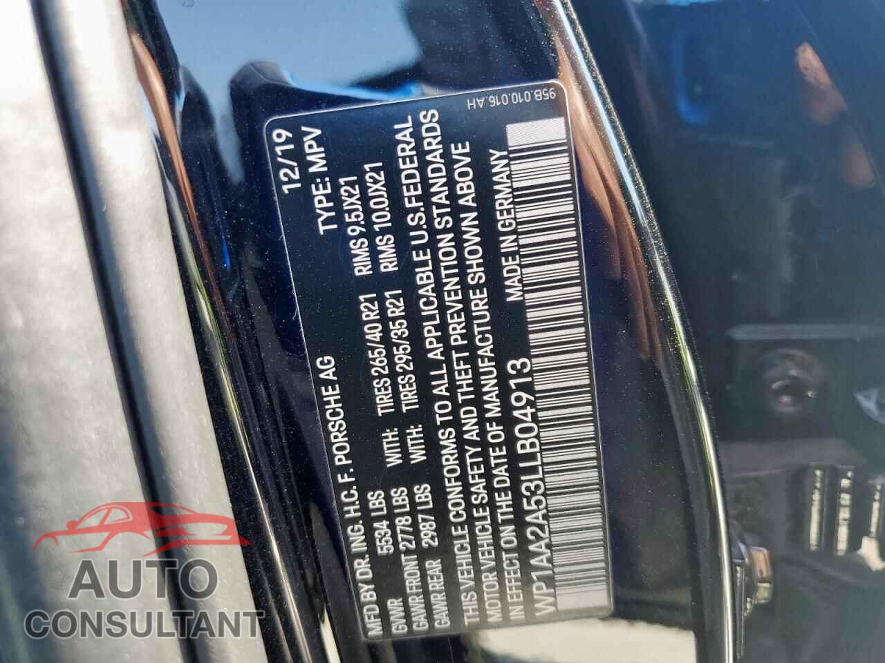 PORSCHE MACAN 2020 - WP1AA2A53LLB04913