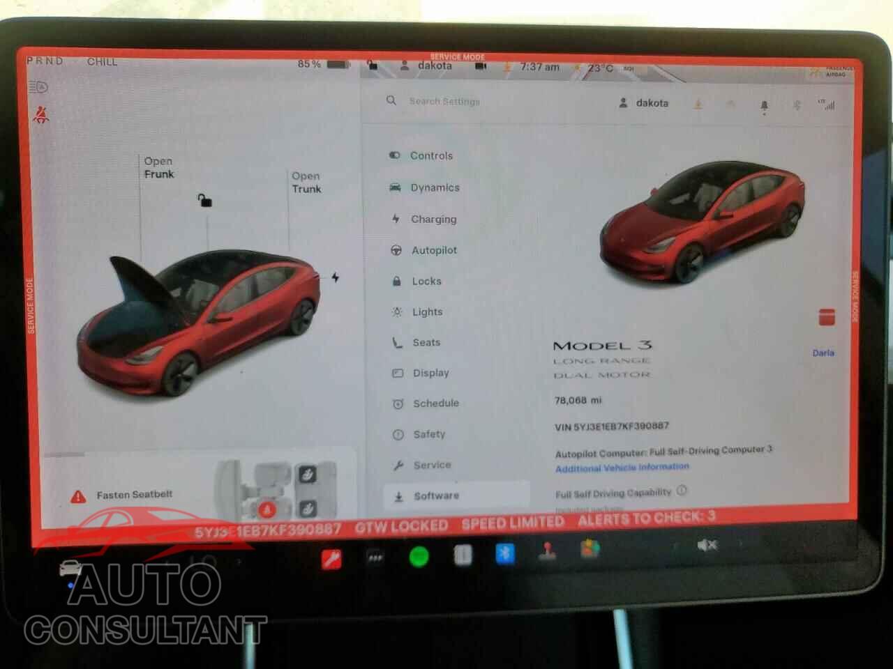 TESLA MODEL 3 2019 - 5YJ3E1EB7KF390887